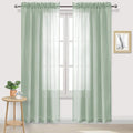 DWCN Bean Green Sheer Curtains Semi Transparent Voile Rod Pocket Curtains by DWCN