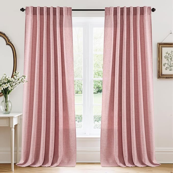 RYB HOME Living Room/Bedroom Curtains and Drapes Linen Sheer, Light Filtering by RYBHOME
