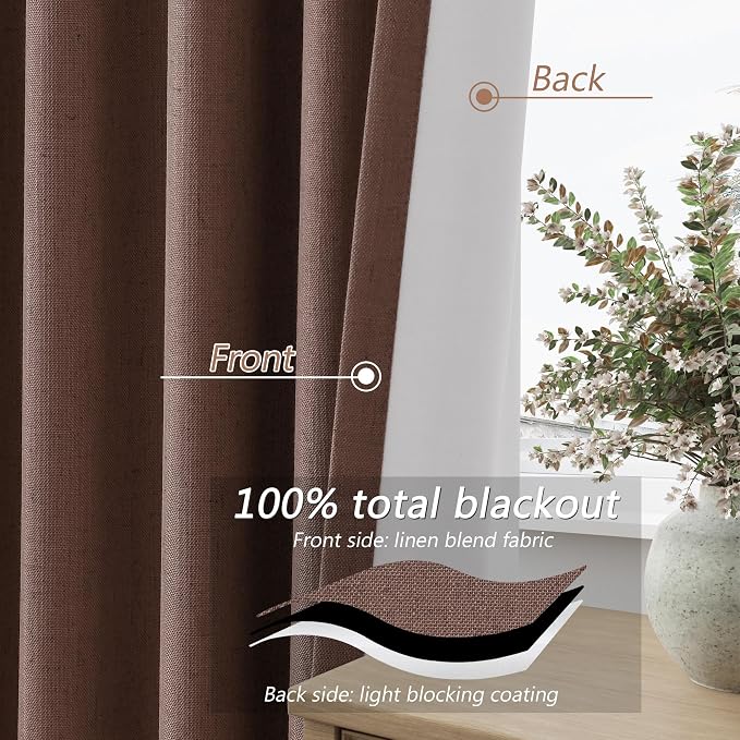 Guken 100% Blackout Curtains 96 Inch Length 2 Panels Set - Image 4