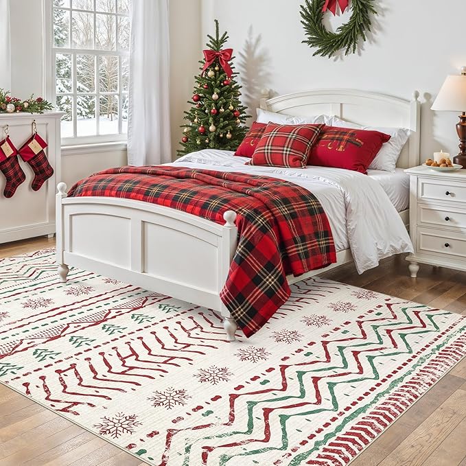 Nakagishi Christmas Rugs: 8x10 Washable Boho Large Neutral Soft Rug Stain - Image 2
