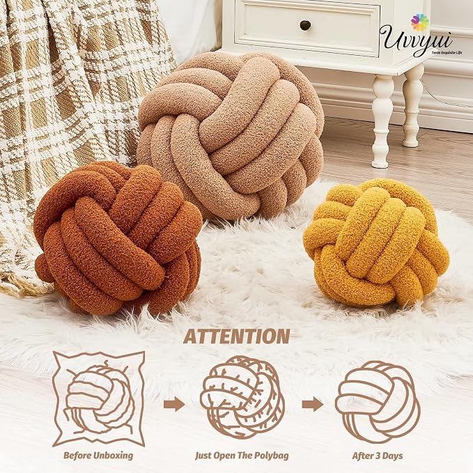 Uvvyui Knot Pillow Ball, Soft Home Decorative Pillows, Round Throw Pillow - Image 4