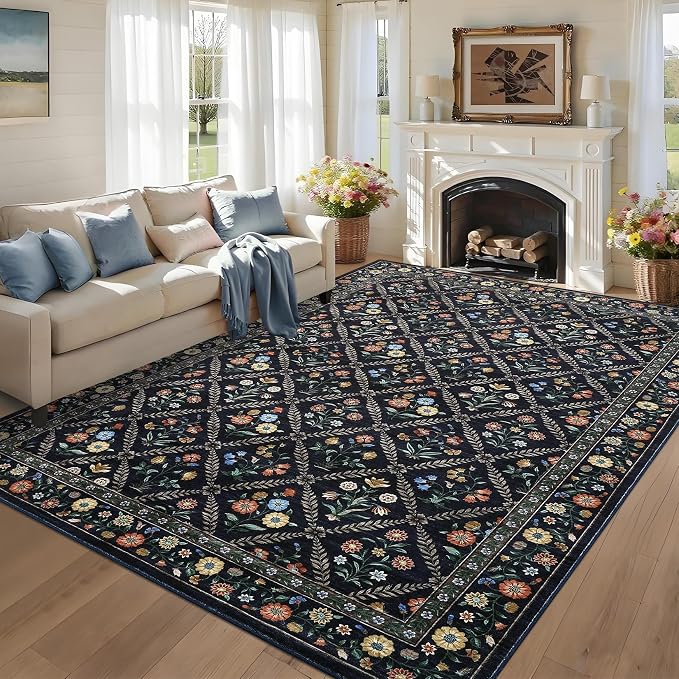 GarveeHome 8x10 Washable Large Living Room Rug Water Resistant Distressed by GarveeHome