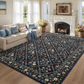 GarveeHome Grey Floral Rug 4x6 Rug Machine Washable Area Rug by GarveeHome