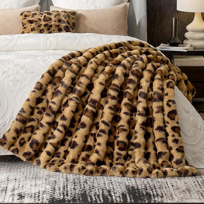 Cozy Bliss Cheetah Leopard Print Faux Fur Throw - Image 3