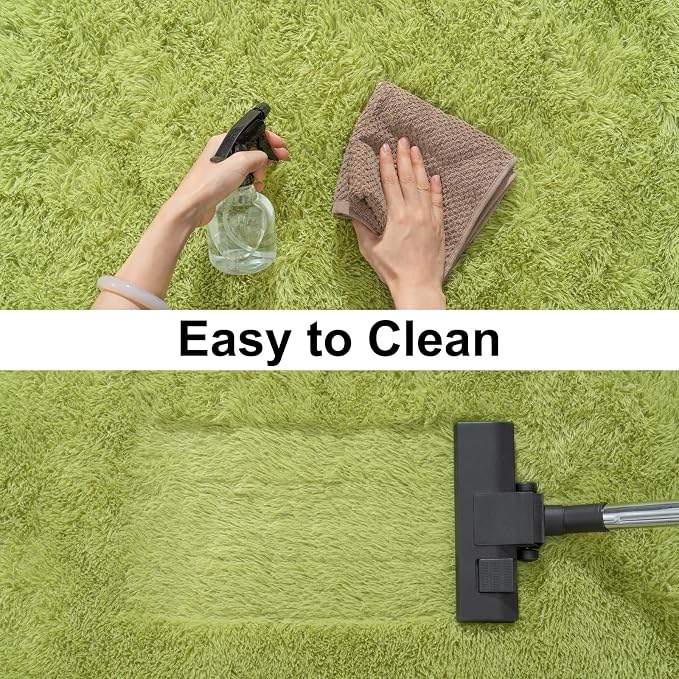 Soft Runner Rugs for Bedroom Hallways, 2x6 Grass Green Fluffy Shag Throw Area - Image 4