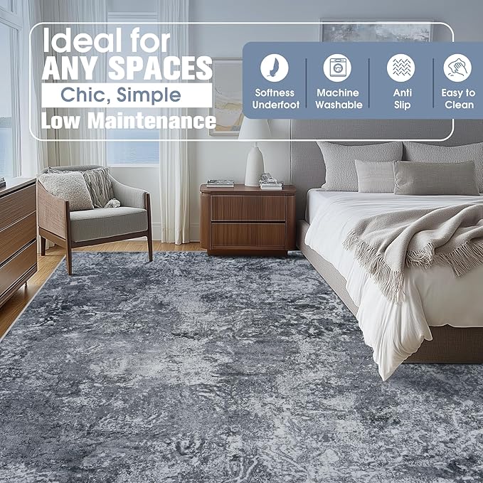 10x14 Area Rugs for Living Room Rug Washable: Abstract Large Rug Indoor Modern - Image 2
