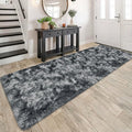 Tie-Dyed Dark Grey 3x10 Machine Washable Runner Rugs by JiaoBaba