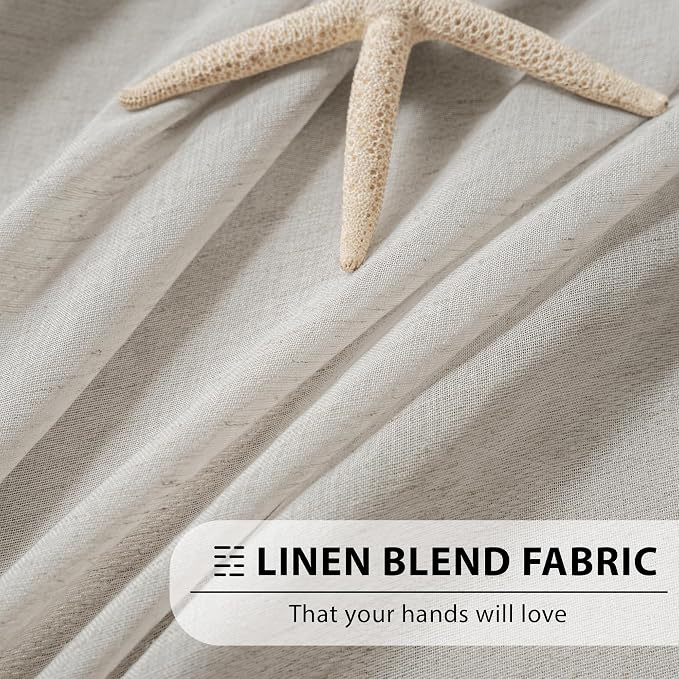 FMFUNCTEX Linen Sheer Curtains for Bedroom, Rod Pocket 2 Panels Set - Image 5