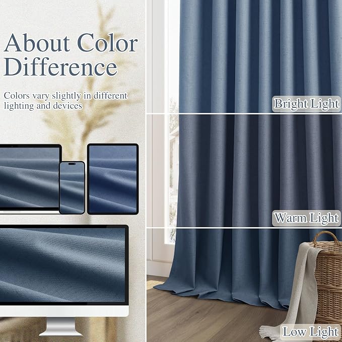 Guken 100% Blackout Curtains 102 Inch Length 2 Panels Set - Image 7