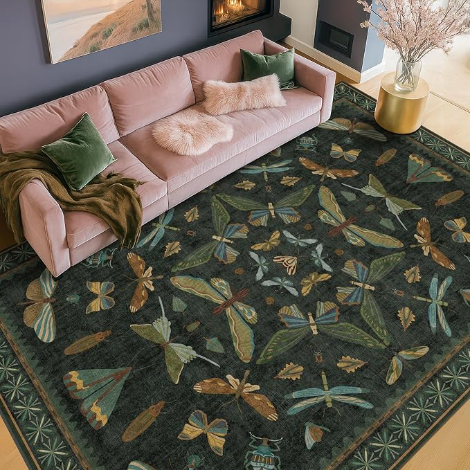 6x9 Dark Green Area Rugs for Dining Room - Image 6