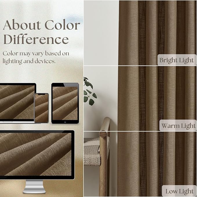 Dutch Cocoa Pinch Pleat Linen Curtains 108 Inches Long 60 Inch Wide 1 Panel | - Image 5