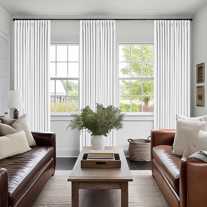 Snow White Pleated Linen 100% Blackout Curtains 86 Inches Long | Pinch Pleat - Image 9