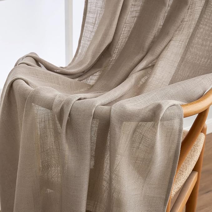 MIULEE Taupe Linen Curtains 72 Inch Length 2 Panels - Image 6