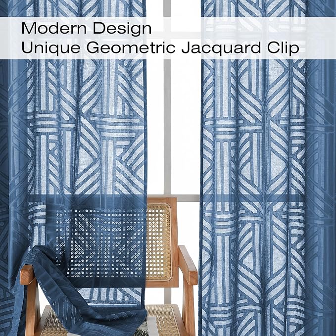 Simplebrand Semi Sheer Dusty Blue Curtains 84 Inches Long 2 Panels, Light - Image 4