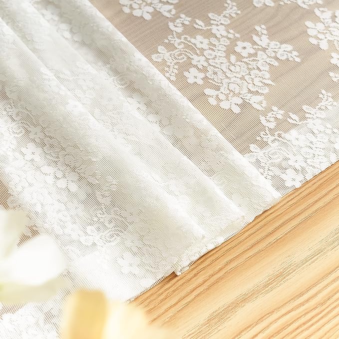 YJ YANJUN Vintage Lace Curtains 63 Inches Length- Elegant Victorian Floral - Image 6