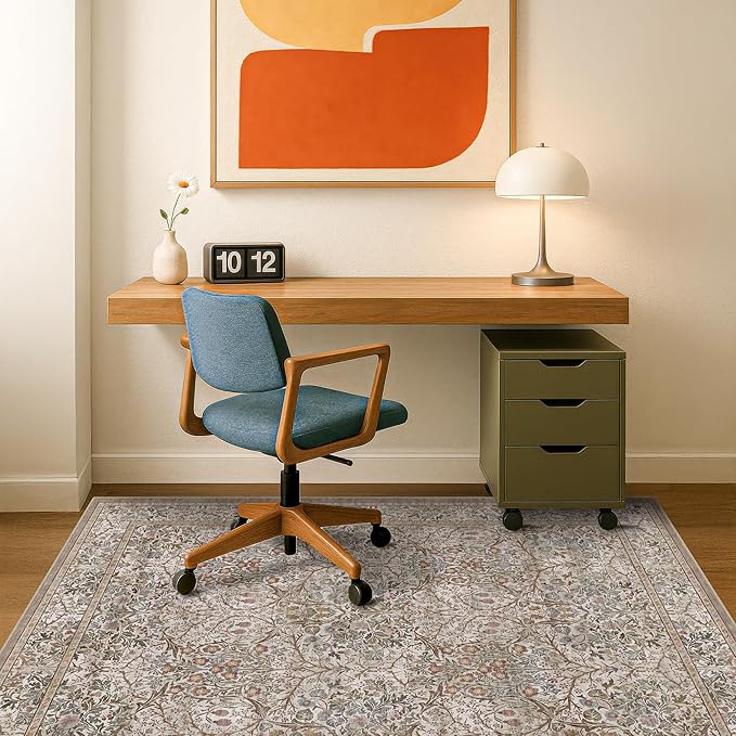 Vintage 4x6 Entryway Rug, Washable Area Rugs - Image 8