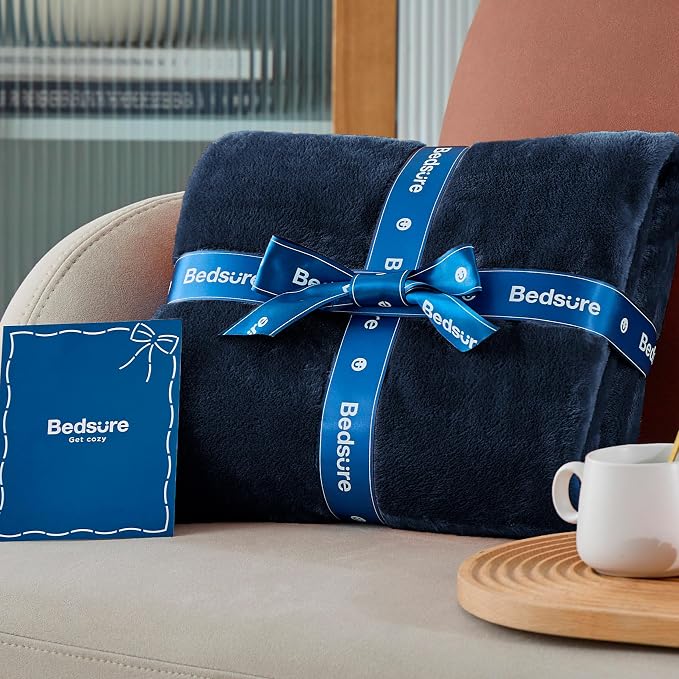 Bedsure GentleSoft Fleece Bed Blankets Full Size Navy - Image 7