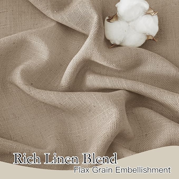 RYB HOME Light Filtering Linen Sheer Curtains, Back Tab Rod Pocket Privacy - Image 2