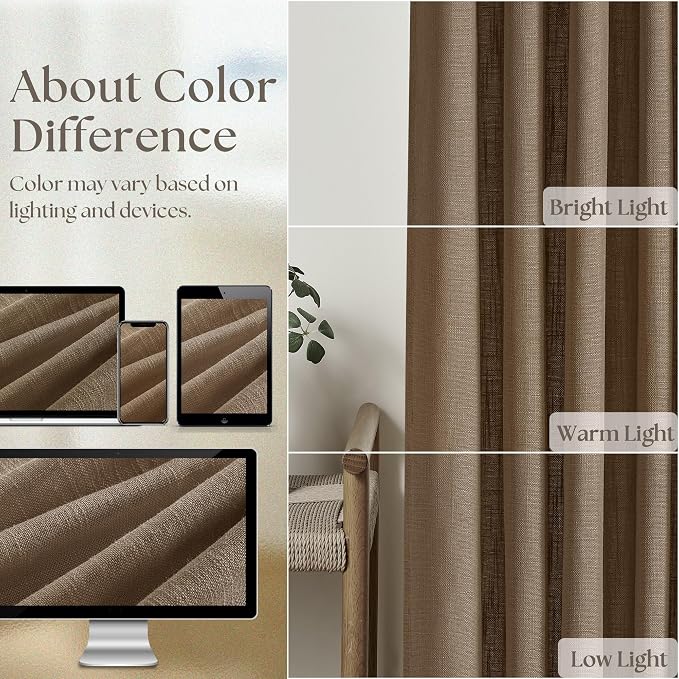 Dutch Cocoa 94 Inch Pinch Pleated Light Filtering Linen Curtains 2 Panels | - Image 4