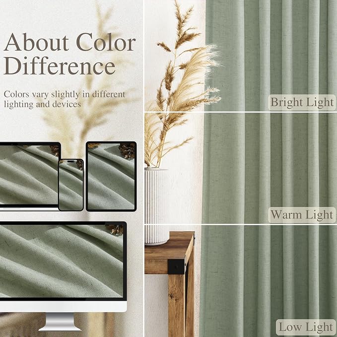 Nanspring Desert Sage Linen Curtains 72 Inch Length - Image 3