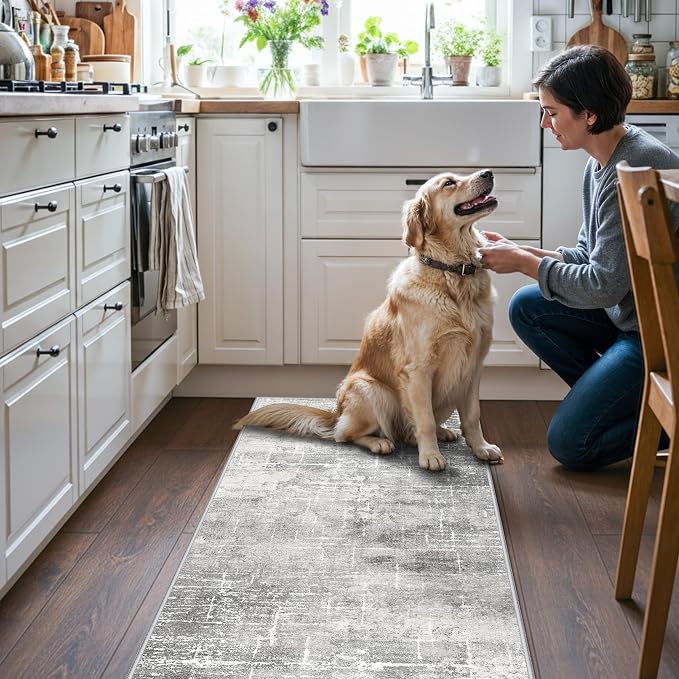 Washable 2x5 Hallway Runner Rug: Indoor Abstract Water Resistant Kitchen - Image 2