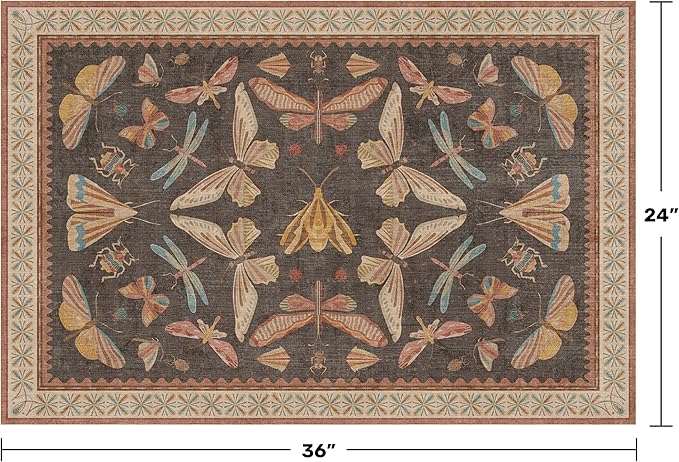 Vintage 2x3 Entry Way Rugs Indoor, Stain Resistant Washable Kitchen Rugs Non - Image 2