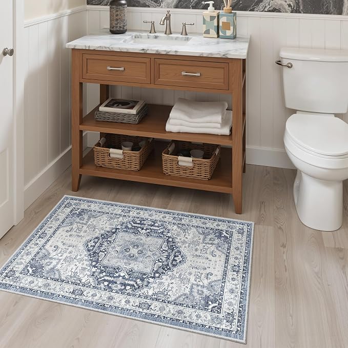 Madane Washable Area Rug 2x3, Small Entryway Rug Non-Slip Vintage Door Mat - Image 4
