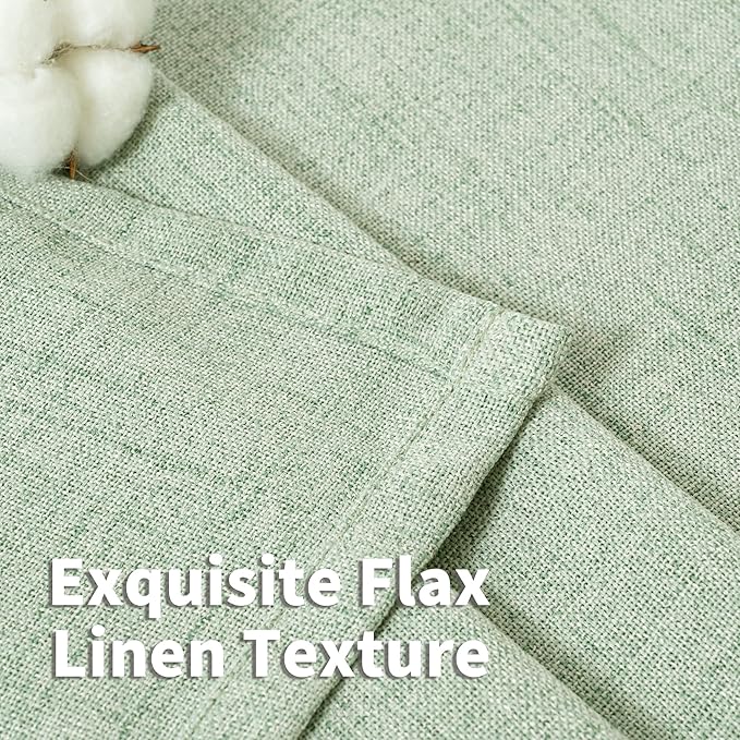 YoungsTex Sage Green Kitchen Window Curtains, Short Linen Drapes - Image 4