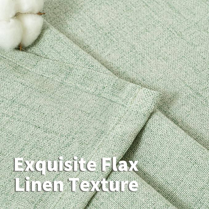 YoungsTex Sage Green Curtains, Linen Semi Sheer Drapes 84 Inch Long 2 Panel | - Image 4