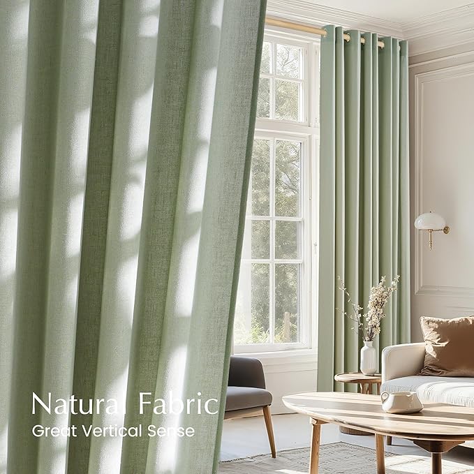 NICETOWN Thick Linen Greyish Green Curtains 84 inches Long - Image 5