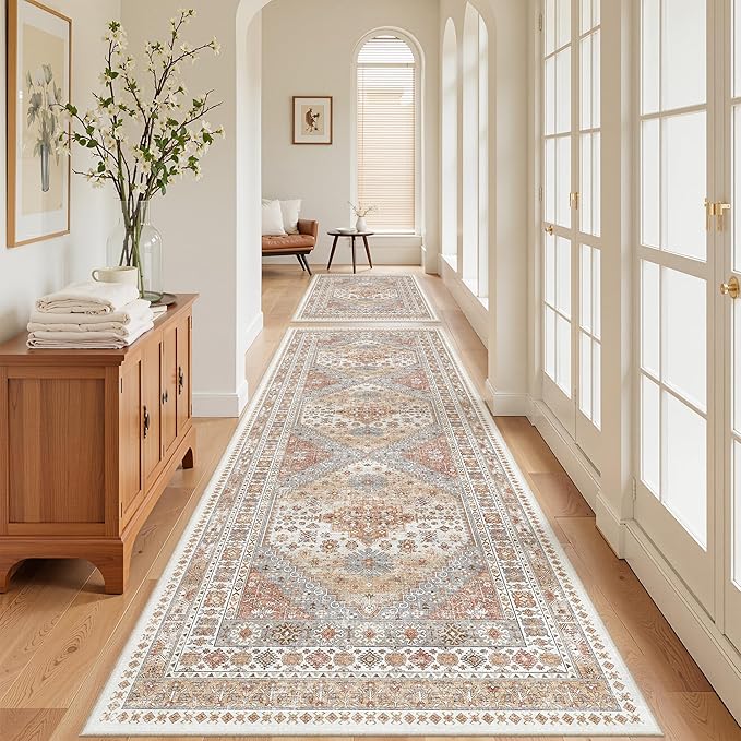 4x12 Runner Rug for Hallway, Low-Pile Wide Runner for Entryway, Long Washable by Restydon