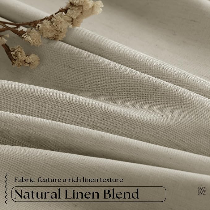 Burlywood Birch 100% Blackout Pinch Pleated Linen Curtains 96 Inches Long | - Image 5