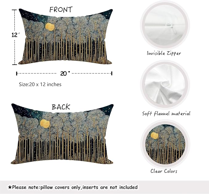 Rustic William Morris Inspired Forest Green Moon Pillow Covers 12x20 - Image 2