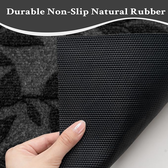 Black Leaves Outdoor Indoor Entrance Door mat, Absorbent Durable Heavy Duty - Image 5