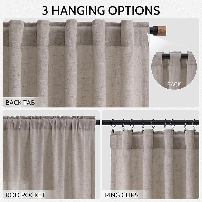Nanspring Stone Beige Linen Curtains - Image 2