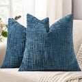 decorUhome Navy Blue Chenille Throw Pillow Covers 16x16 Set of 2 Textured Soft by decorUhome