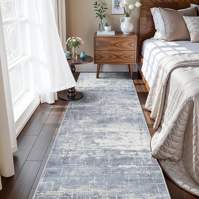 Hallway 2x10 Washable Runner Rug: Abstract Kitchen Stove Rugs Low-Pile Stain - Image 2