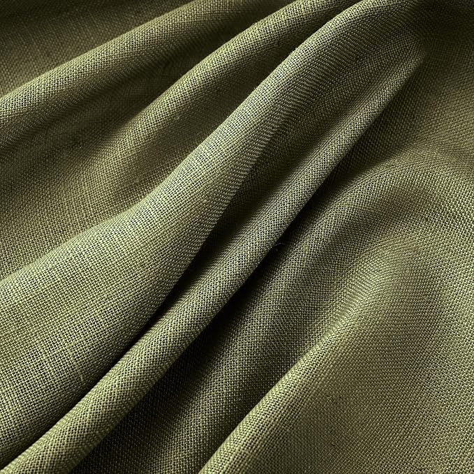 MIULEE Light Olive Green Linen Curtains 90 Inch Long 2 Panels - Image 4