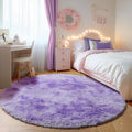 ONASAR Round Rugs 5ft for Bedroom Living Room, Tie-Dyed Purple Fluffy Circle by ONASAR
