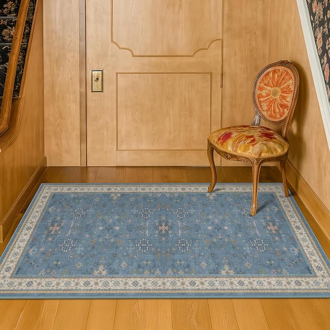 Blue 2x4 Runner Rug for Entryway Indoor, Kitchen Floor Waterproof, Powder Room - Image 6
