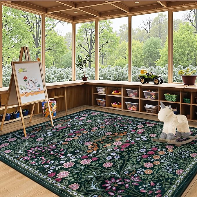 6x9 Area Rugs for Living Room: Floral Washable Rug Vintage Large Soft Boho - Image 5