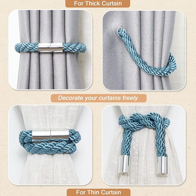 NICEEC 2 Pack Strong Magnetic Curtain Tiebacks Modern Simple Style Drape Tie - Image 6