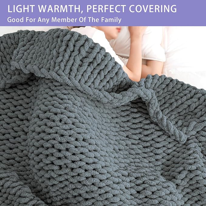 Bigacogo Chunky Knit Throw Blanket - Image 4