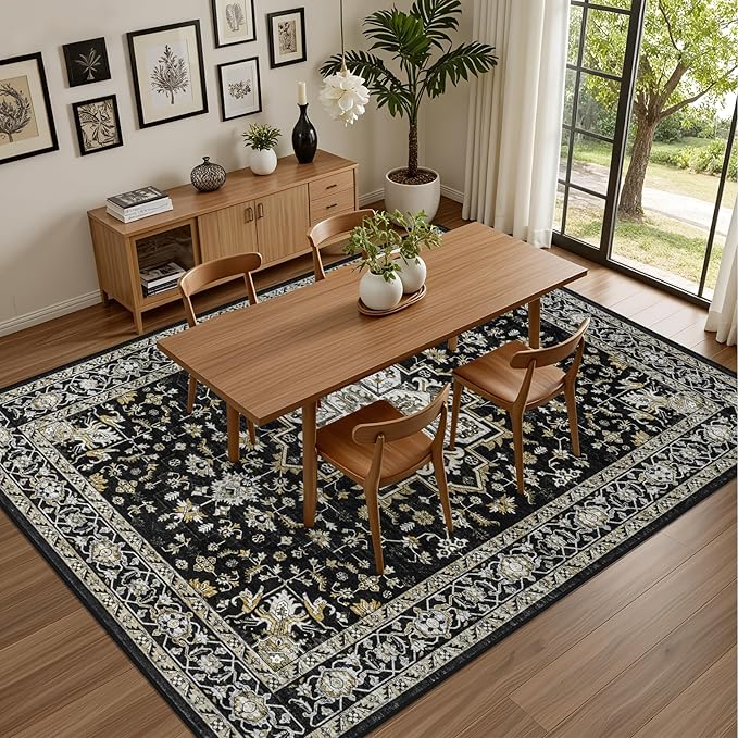 6x9 Area Rugs Living Room Rug: Washable Vintage Boho Medallion Rug No Slip - Image 5