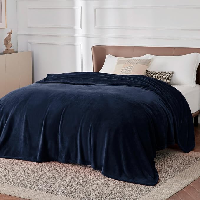 Bedsure GentleSoft Fleece Bed Blankets Full Size Navy - Image 6