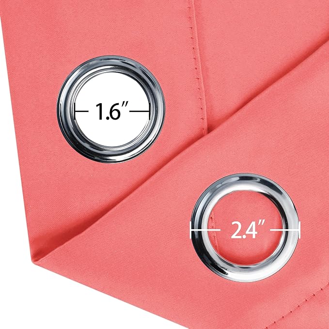 LEMOMO Blackout Curtains 66 x 84 inch/Coral Curtains Set of 2 Panels/Thermal - Image 6