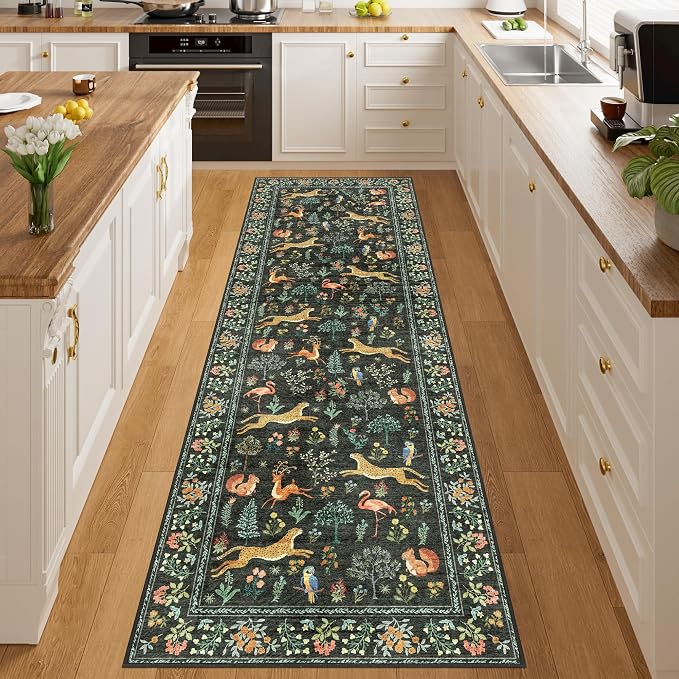 DUKINO 2.6x8 Rug for Hallway, Washable Kitchen Runner Rug Non Slip, Stain - Image 5
