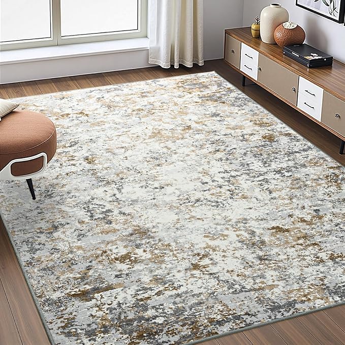 Toneed Abstract Area Rug Modern Washable Rug Soft Non Slip Rug Low Pile by Toneed