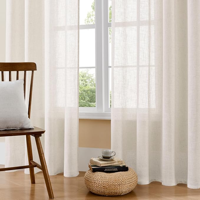 Joydeco Linen Curtains 84 Inch Length 2 Panels Set - Image 2
