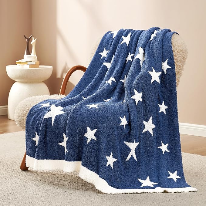 Snuggle Sac American Star Patriotic Throw Blanket Blue, July 4th Blanket Ultra by SnuggleSac
